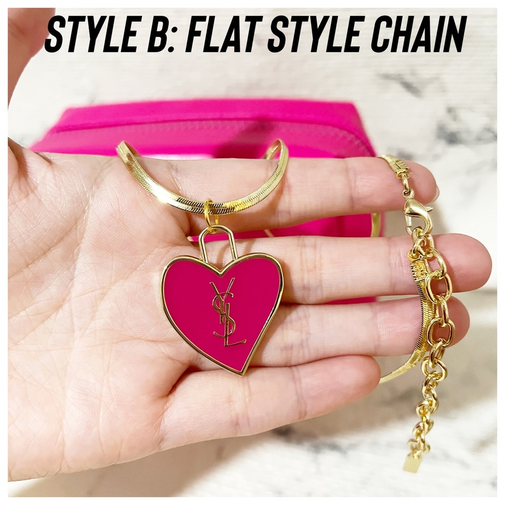 YSL Beauty Pink Heart Necklace & Pouch (Pendant is the Zipper Pull) - Picture 7 of 17